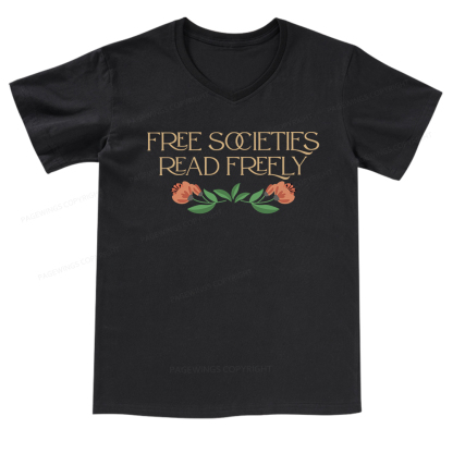 Pagewings Free Societies Read Freely V-neck T-shirt