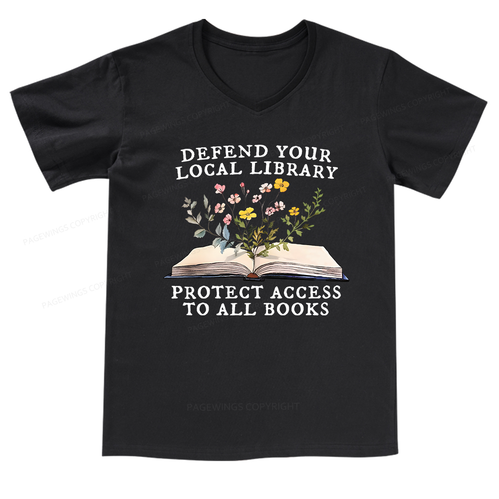 Pagewings Books Save Lives Protect Libraries V-neck T-shirt