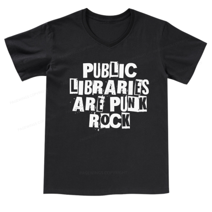 Pagewings Public Libraries Are Punk Rock V-neck T-shirt