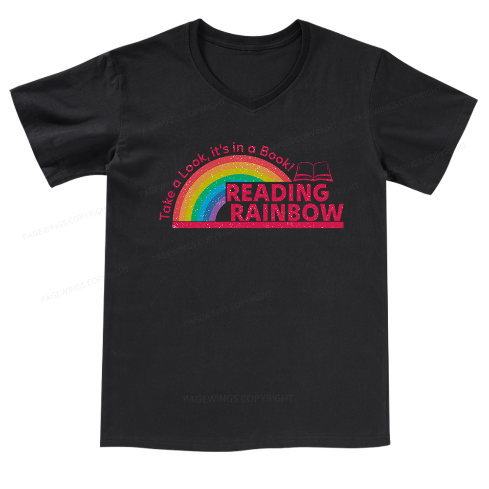 Pagewings Reading Rainbow V-neck T-shirt