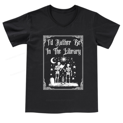 Pagewings I'd Rather Be In The Library V-neck T-shirt