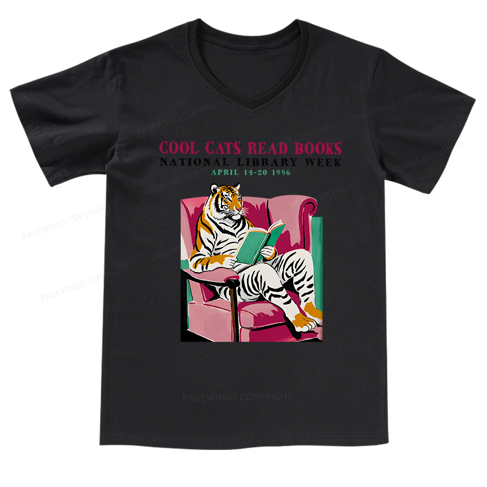 Pagewings Library Week Poster 1996 V-neck T-shirt