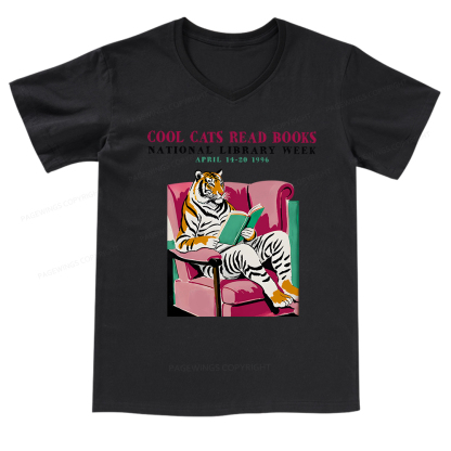 Pagewings Library Week Poster 1996 V-neck T-shirt
