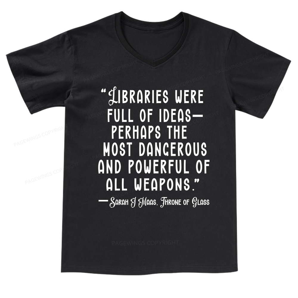 Pagewings Libraries Were Full Of Ideas V-neck T-shirt