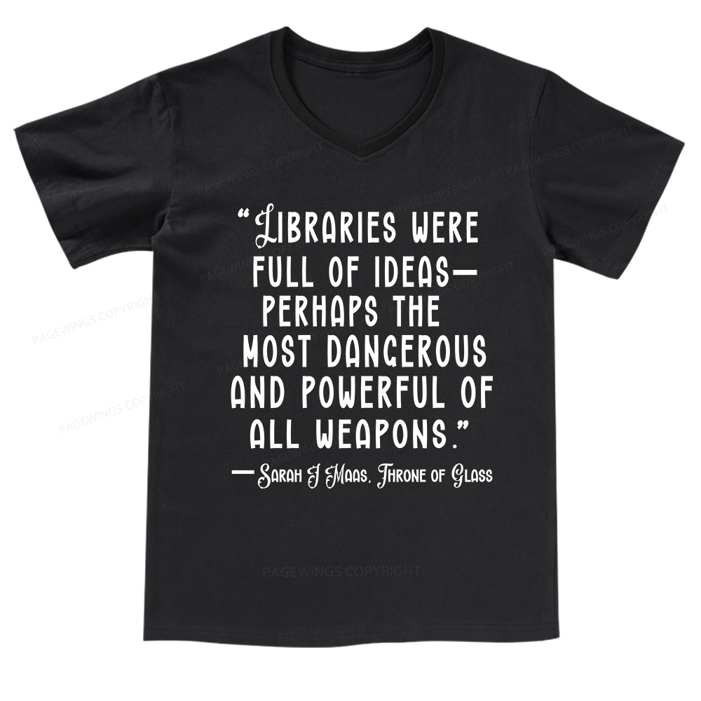 Pagewings Libraries Were Full Of Ideas V-neck T-shirt