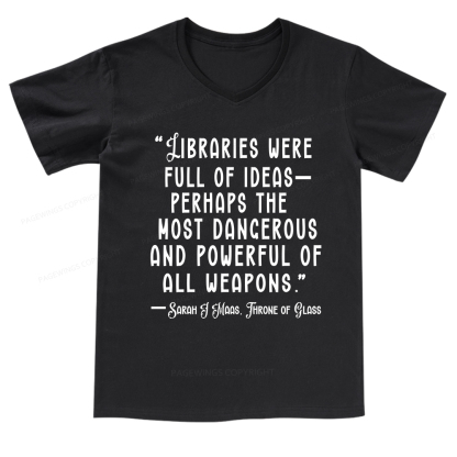 Pagewings Libraries Were Full Of Ideas V-neck T-shirt