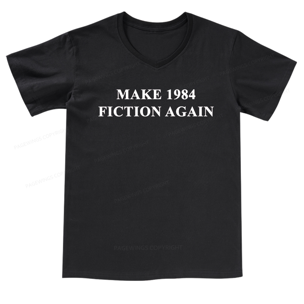 Pagewings Make 1984  Fiction Again V-neck T-shirt