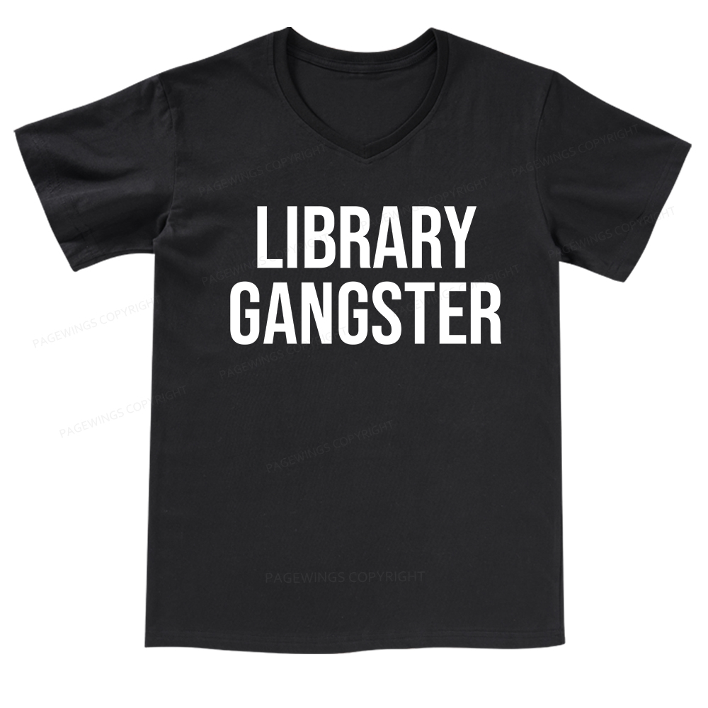 Pagewings Library Gangster V-neck T-shirt