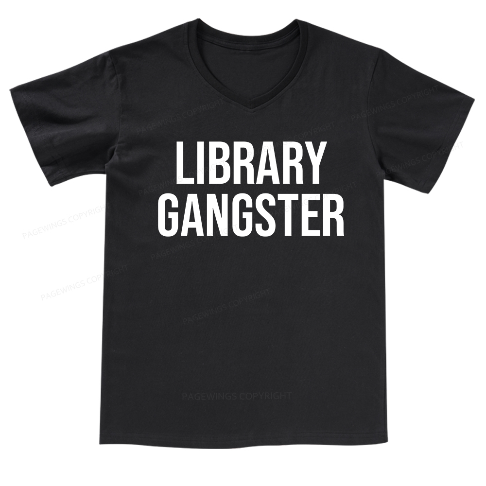 Pagewings Library Gangster V-neck T-shirt