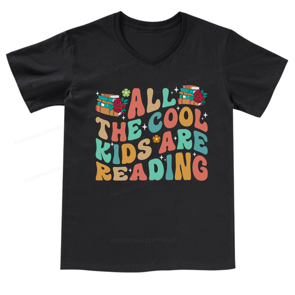Pagewings All The Cool Kids Are Reading V-neck T-shirt