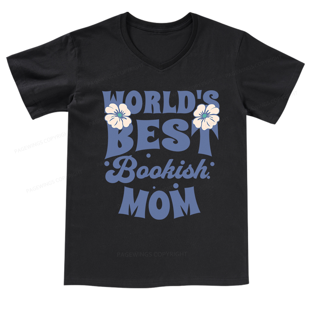 Pagewings World's Brsy Bookish Mom V-neck T-shirt