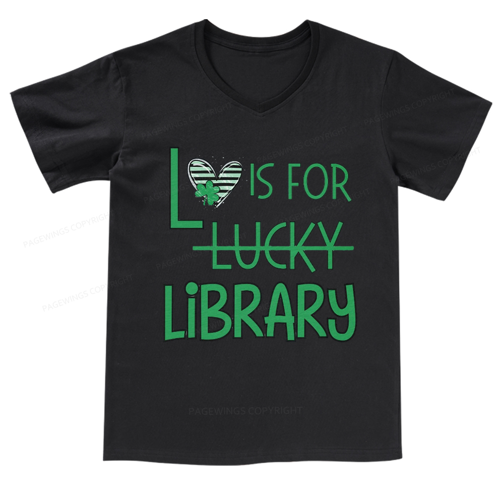Pagewings St Patricks Day Librarian Tshirt Shirt V-neck T-shirt