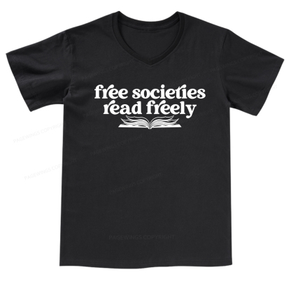 Pagewings Stop Book Banning V-neck T-shirt