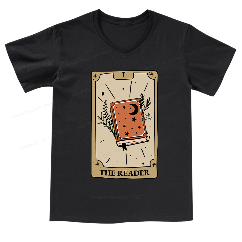Pagewings The Reader Tarot Card V-neck T-shirt
