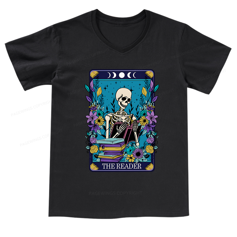 Pagewings The Reader Tarot Card Shirt V-neck T-shirt