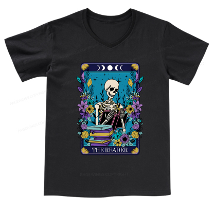 Pagewings The Reader Tarot Card Shirt V-neck T-shirt