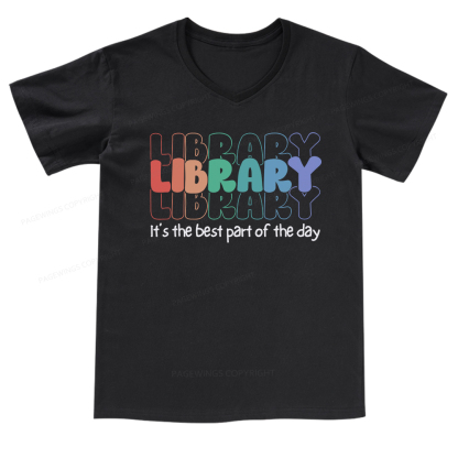 Pagewings School Librarian Shirt, Library Shirt V-neck T-shirt
