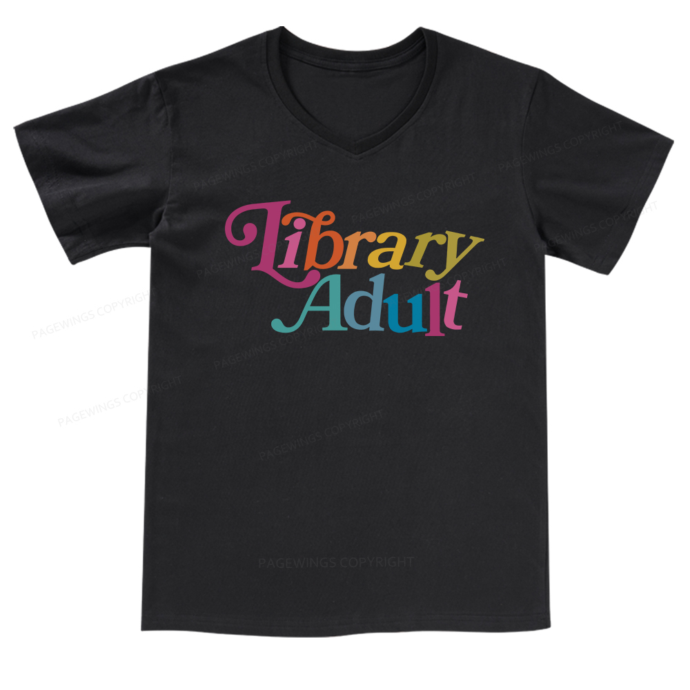 Pagewings Library Adult, Library Kid V-neck T-shirt