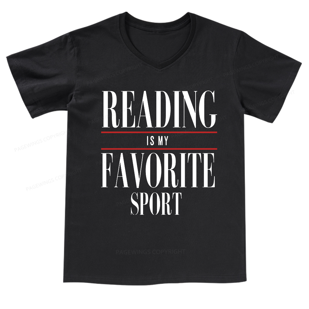 Pagewings Reading Is My Favorite Sport V-neck T-shirt