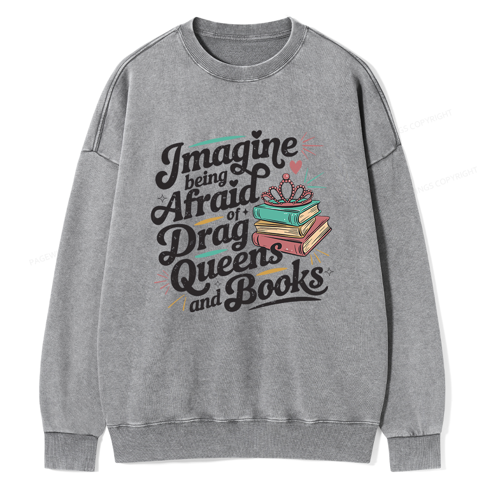 Pagewings Book Lover Gift For Bookworm Unisex Washed Sweatshirt