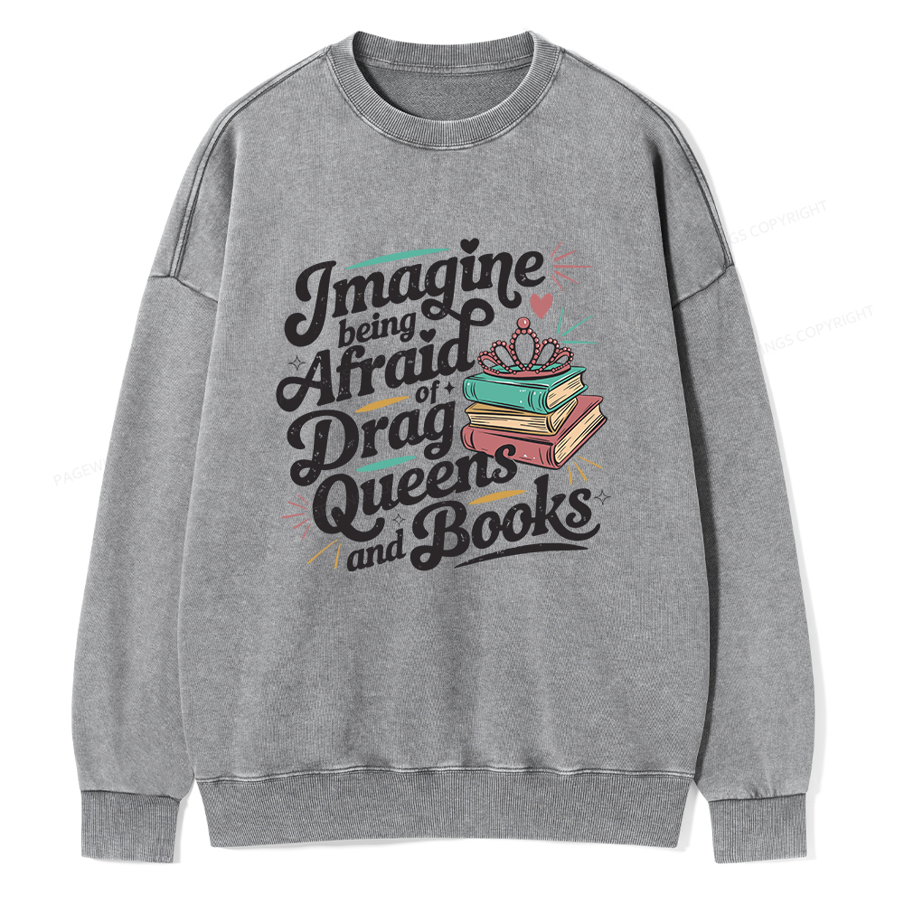 Pagewings Book Lover Gift For Bookworm Unisex Washed Sweatshirt