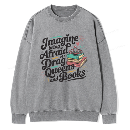 Pagewings Book Lover Gift For Bookworm Unisex Washed Sweatshirt