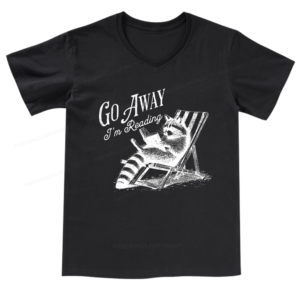 Pagewings Funny Raccoon Book Lover V-neck T-shirt