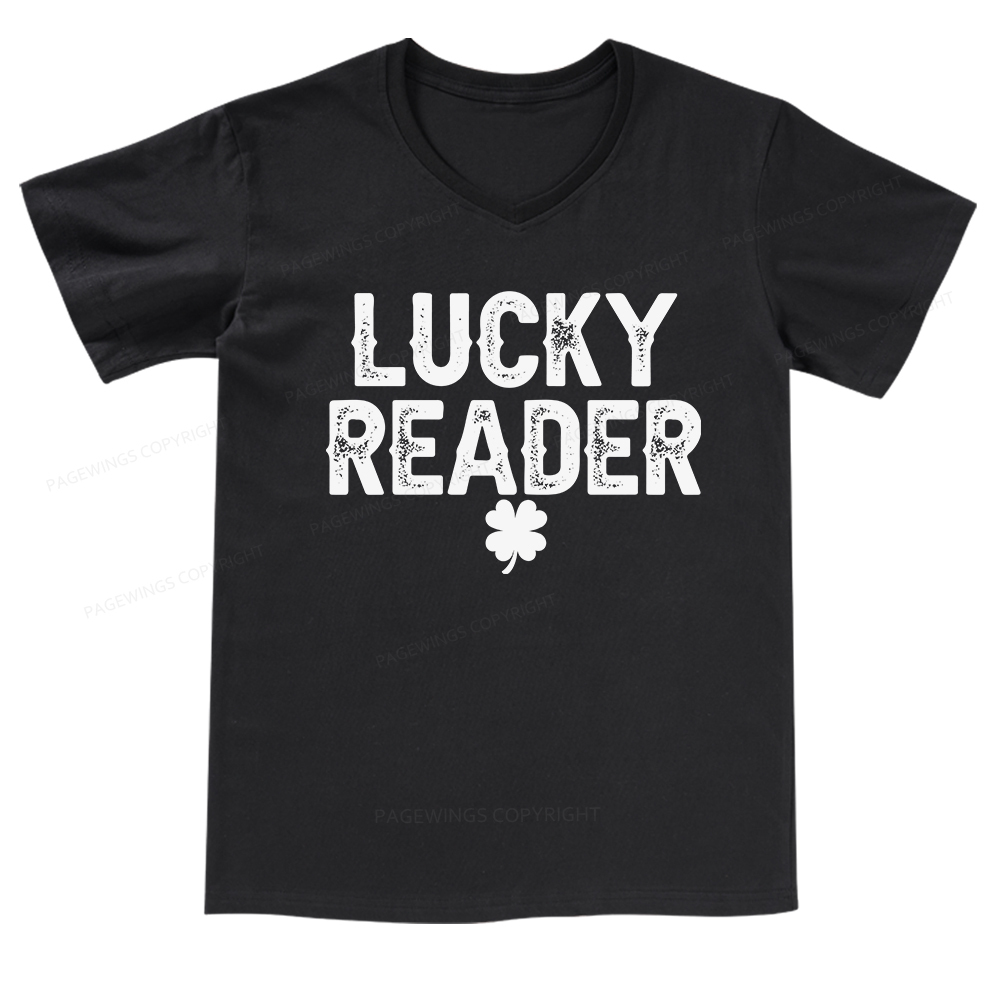 Pagewings Lucky Reader V-neck T-shirt