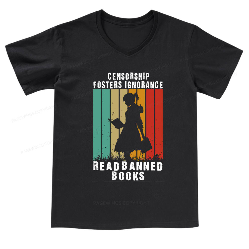 Pagewings Banned Books Vintage V-neck T-shirt