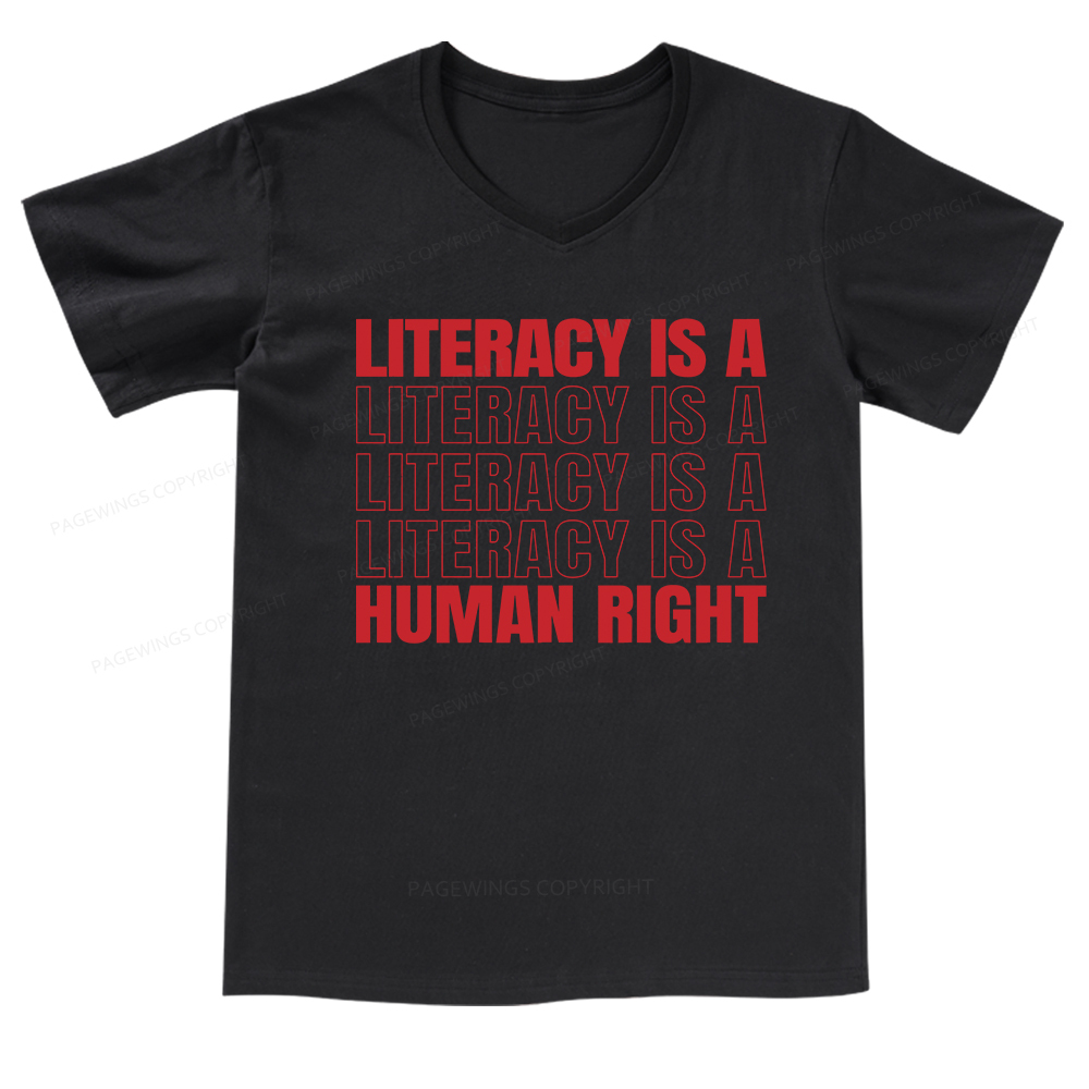 Pagewings Literacy Is A Human Right V-neck T-shirt