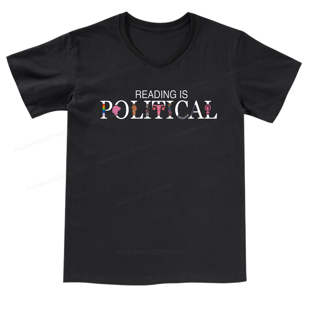 Pagewings Reading is Political Comfort Colors Fantasys V-neck T-shirt