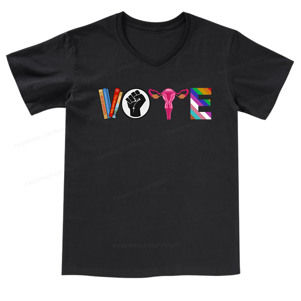 Pagewings VOTE Banned Books Tee V-neck T-shirt