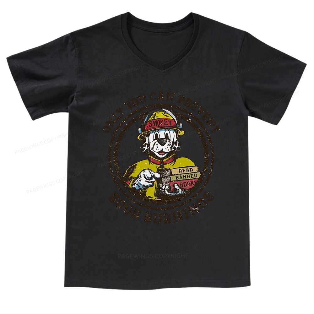 Pagewings Prevent Book Burnings V-neck T-shirt