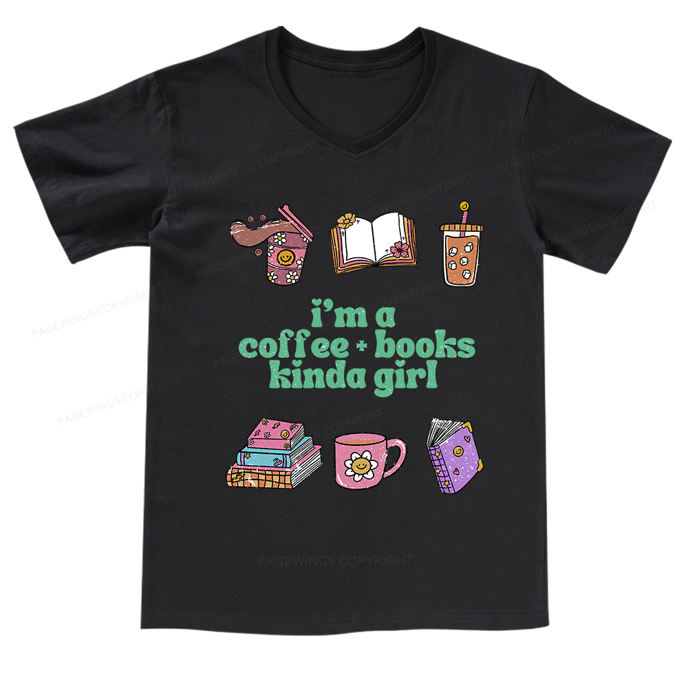 Pagewings I 'm A Coffee Books Kinda Girl V-neck T-shirt