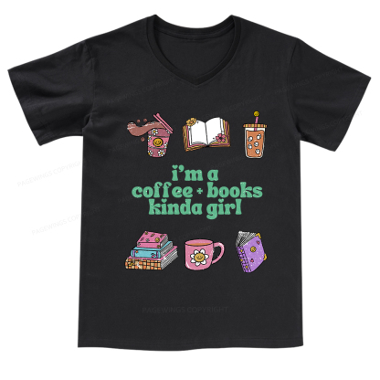 Pagewings I 'm A Coffee Books Kinda Girl V-neck T-shirt
