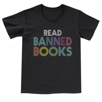 Pagewings Read Banned Books Shirt  V-neck T-shirt