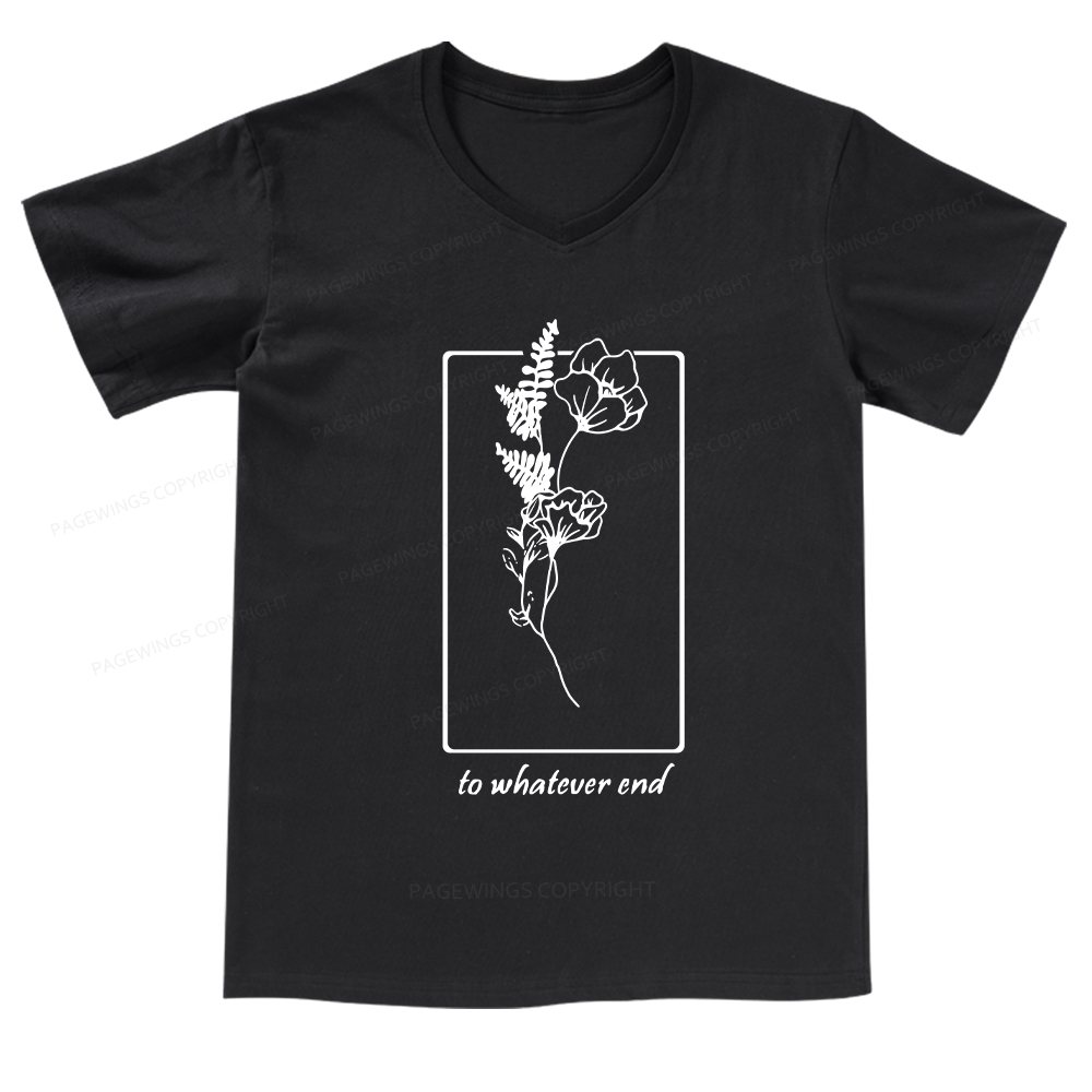 Pagewings Throne Of Glass Flower Aelin Quote V-neck T-shirt