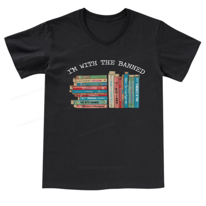 Pagewings I'm With The Banned Books V-neck T-shirt