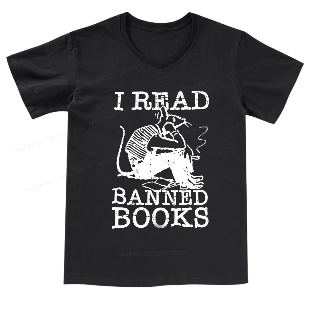 Pagewings I Read Banned Books T Shirt V-neck T-shirt