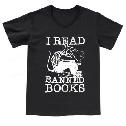 Pagewings I Read Banned Books T Shirt V-neck T-shirt