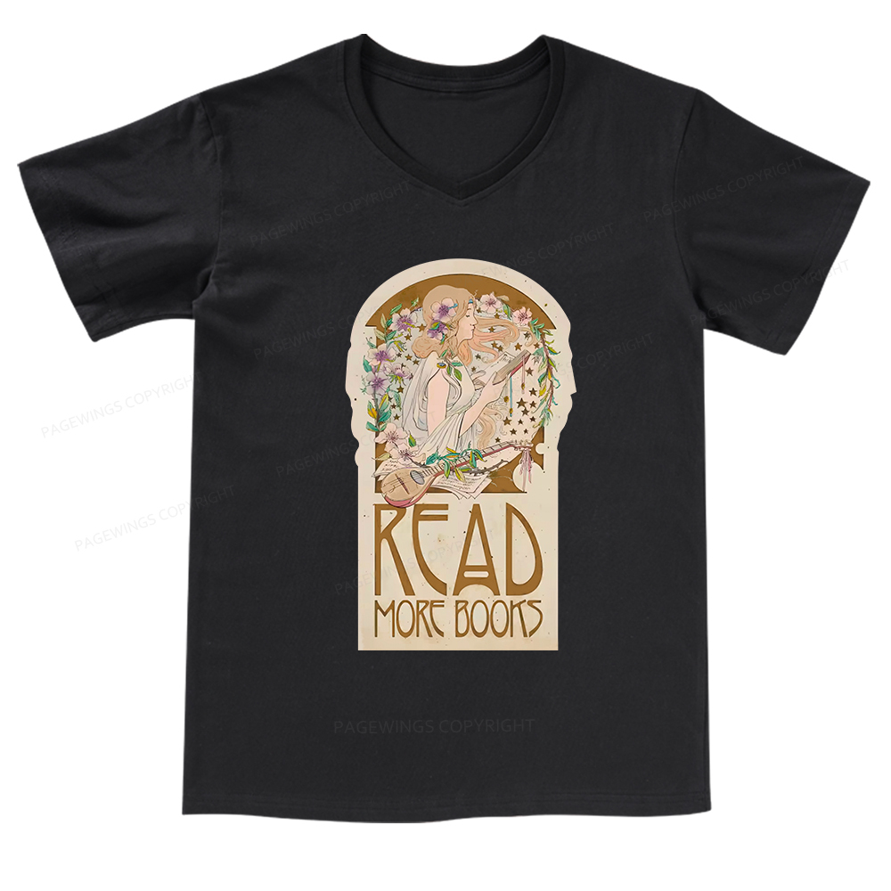 Pagewings Read More Books V-neck T-shirt