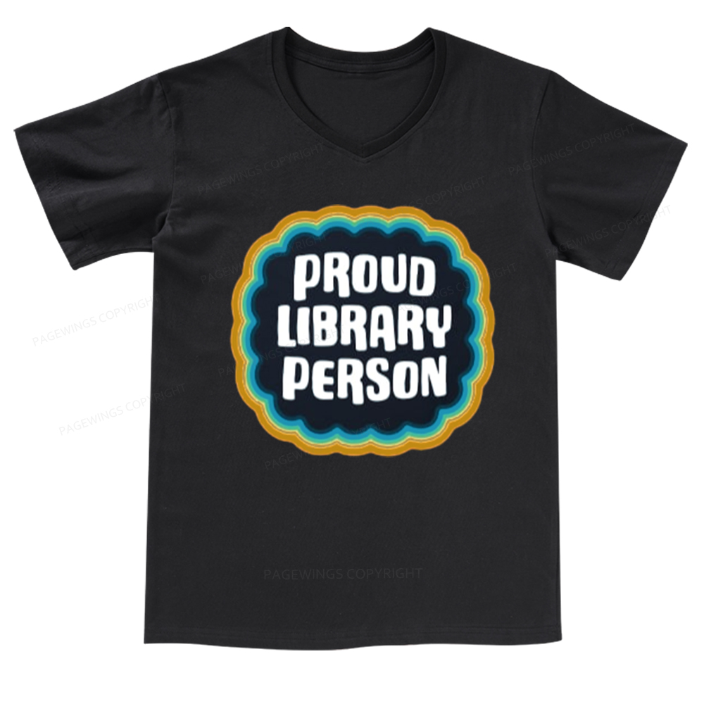 Pagewings Proud Library Person V-neck T-shirt