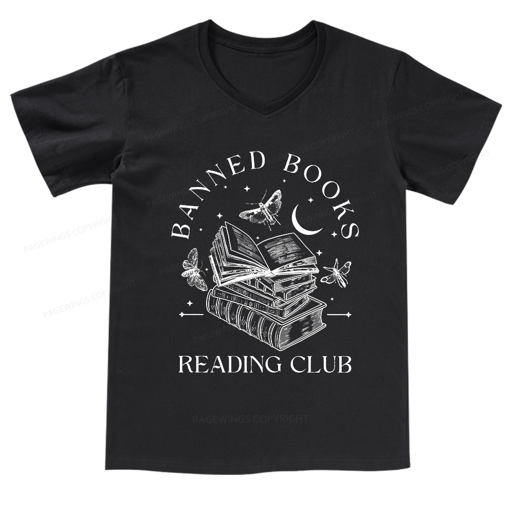 Pagewings Banned Book Reading V-neck T-shirt