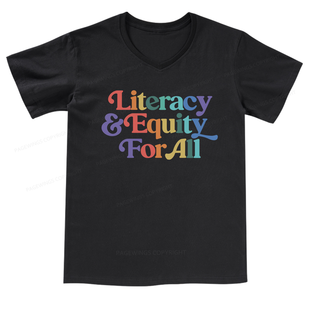 Pagewings Literacy & Equity For All V-neck T-shirt