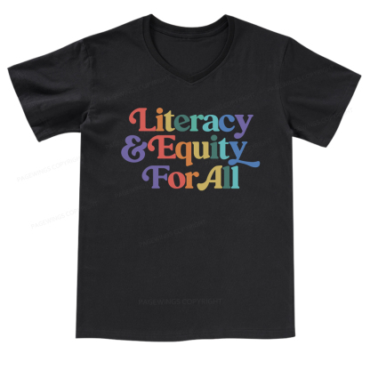 Pagewings Literacy & Equity For All V-neck T-shirt