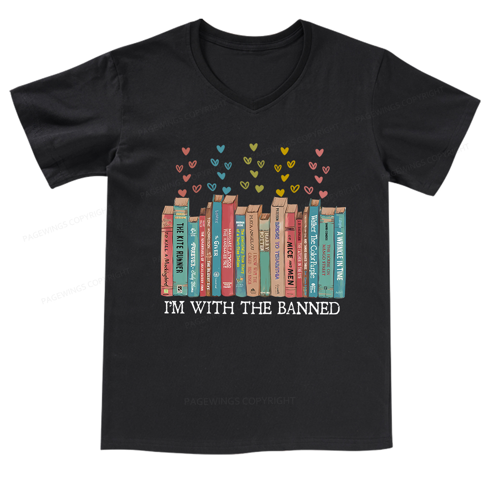 Pagewings I'm With The Banned  V-neck T-shirt