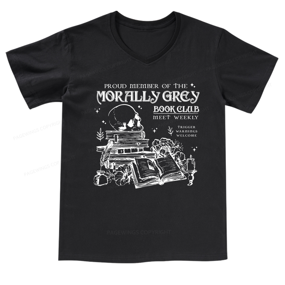 Pagewings Morally Grey Book Club V-neck T-shirt