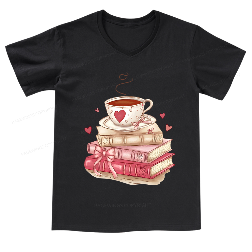 Pagewings Book Lover Valentine Sweatshirt V-neck T-shirt