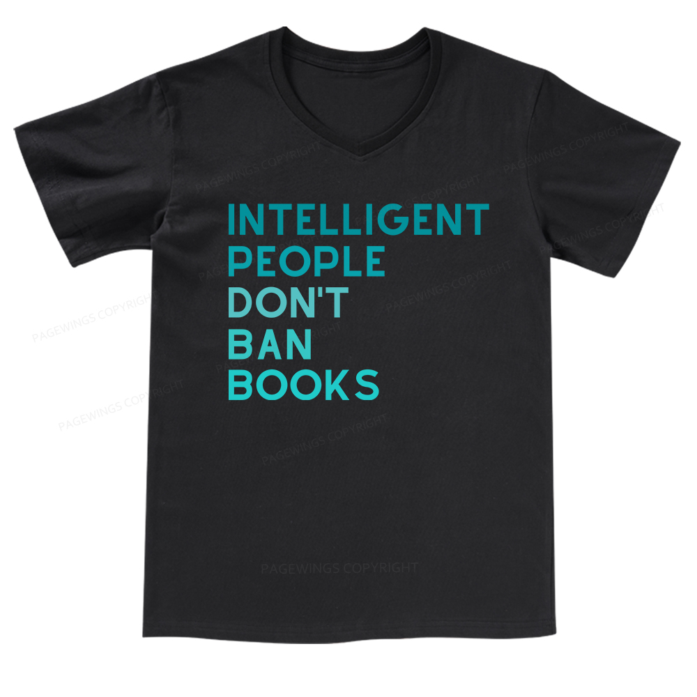 Pagewings Intelligent People Don't Ban Books V-neck T-shirt