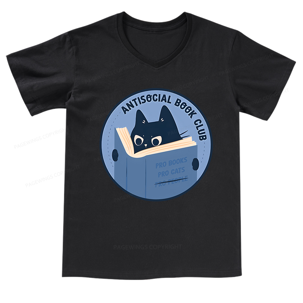 Pagewings Anitisocial Book Club T-Shirt V-neck T-shirt